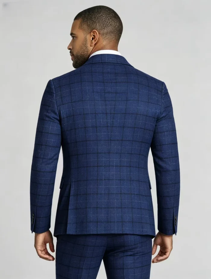 Men's Slim Fit Plaid 3 Piece Suit (Blazer + Vest + Trousers) - Image 6