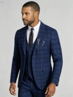 Men's Slim Fit Plaid 3 Piece Suit (Blazer + Vest + Trousers) - Image 7