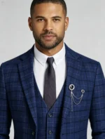 Men's Slim Fit Plaid 3 Piece Suit (Blazer + Vest + Trousers) - Image 8