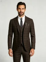 Men's Slim Fit Plaid 3 Piece Suit (Blazer + Vest + Trousers)