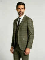 Men's Slim Fit Plaid 3 Piece Suit (Blazer + Vest + Trousers) - Image 15