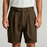 Men's Pleated Roll Cuff Linen Blend Knee Length Shorts Summer Vacation Casual Shorts