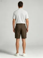 Men's Pleated Roll Cuff Linen Blend Knee Length Shorts Summer Vacation Casual Shorts - Image 3