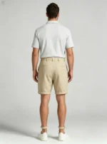 Men's Pleated Roll Cuff Linen Blend Knee Length Shorts Summer Vacation Casual Shorts - Image 6