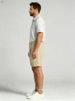 Men's Pleated Roll Cuff Linen Blend Knee Length Shorts Summer Vacation Casual Shorts - Image 7