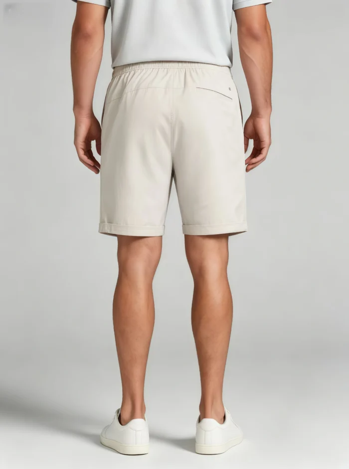 Men's Elastic Waist Roll Cuff Knee Length Chino Shorts Summer Casual Work Shorts - Image 6