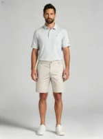 Men's Elastic Waist Roll Cuff Knee Length Chino Shorts Summer Casual Work Shorts - Image 8