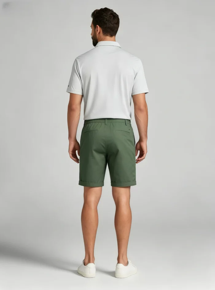 Men's Elastic Waist Roll Cuff Knee Length Chino Shorts Summer Casual Work Shorts - Image 9