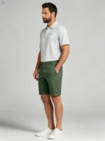 Men's Elastic Waist Roll Cuff Knee Length Chino Shorts Summer Casual Work Shorts - Image 10