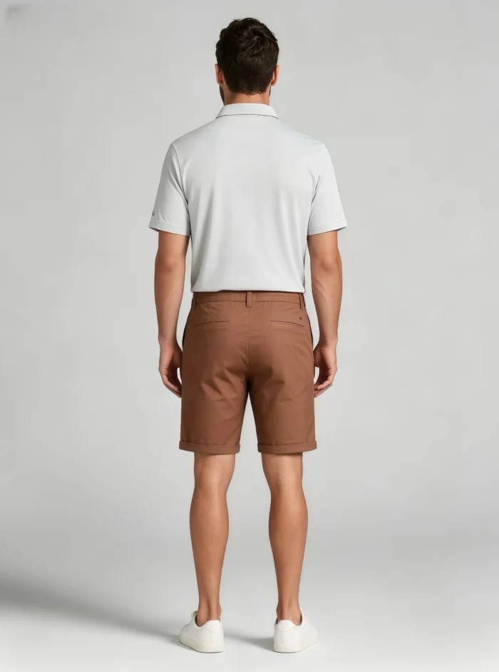 Men's Elastic Waist Roll Cuff Knee Length Chino Shorts Summer Casual Work Shorts - Image 12