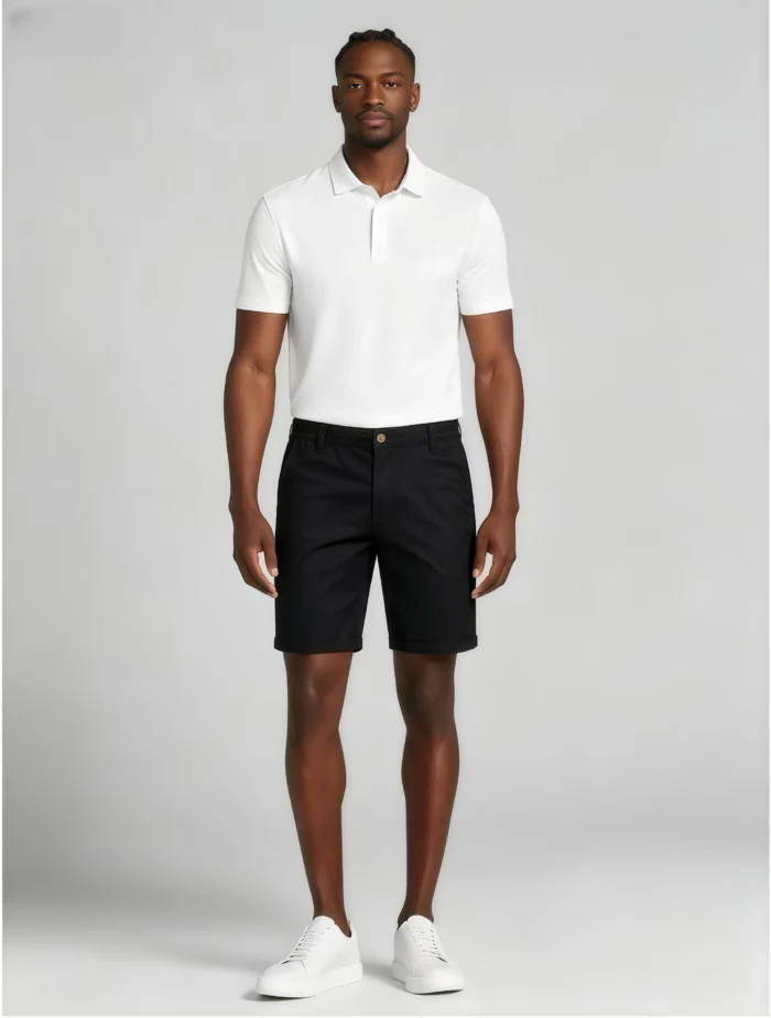 Men's Elastic Waist Roll Cuff Knee Length Chino Shorts Summer Casual Work Shorts - Image 17