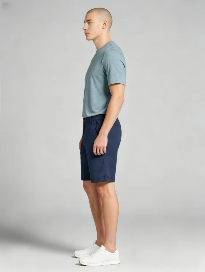 Men's Elastic Waist Roll Cuff Knee Length Chino Shorts Summer Casual Work Shorts - Image 24