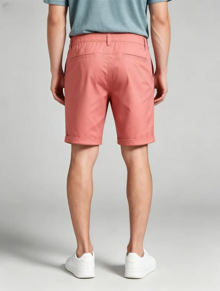 Men's Elastic Waist Roll Cuff Knee Length Chino Shorts Summer Casual Work Shorts - Image 27