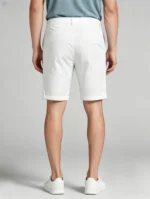 Men's Elastic Waist Roll Cuff Knee Length Chino Shorts Summer Casual Work Shorts - Image 30