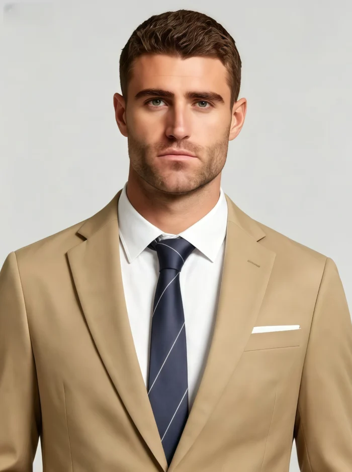 Men's Slim Fit 2 Piece Suit One-Button Notch Lapel Solid Business Wedding Formal Suit Set - Image 8