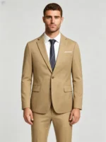 Men's Slim Fit 2 Piece Suit One-Button Notch Lapel Solid Business Wedding Formal Suit Set - Image 9