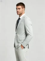 Men's Slim Fit 2 Piece Suit One-Button Notch Lapel Solid Business Wedding Formal Suit Set - Image 11