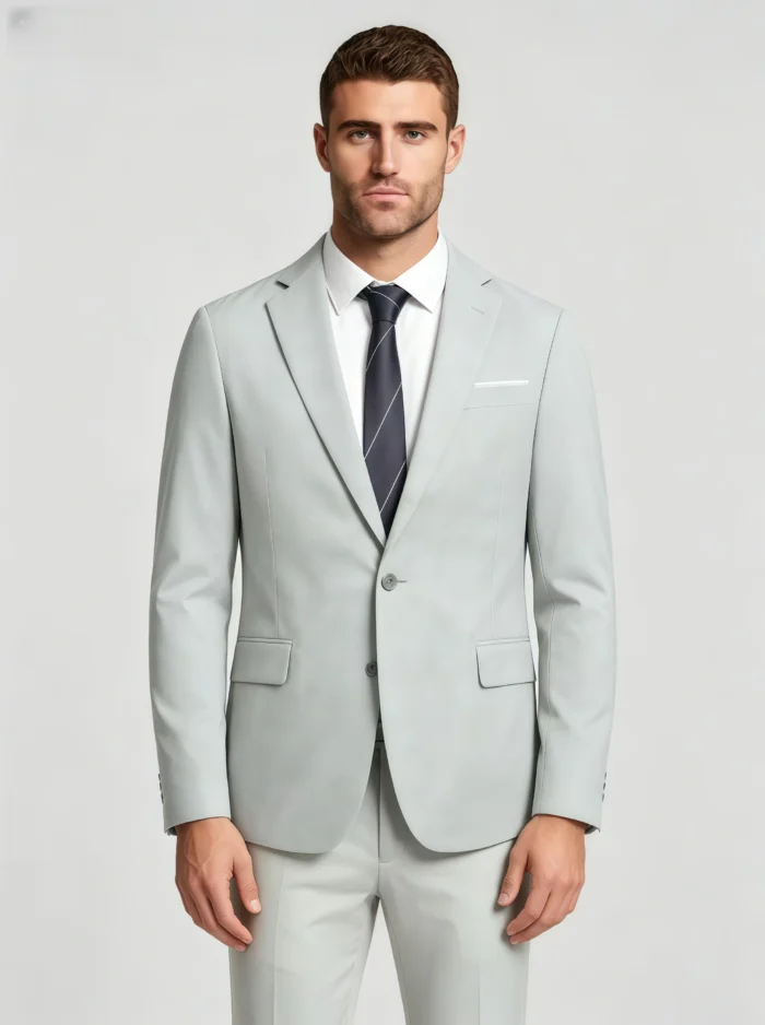 Men's Slim Fit 2 Piece Suit One-Button Notch Lapel Solid Business Wedding Formal Suit Set - Image 13