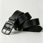 Minimalist Gunmetal Square Pin Buckle Vintage Full Grain Leather Men Belt
