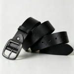 Minimalist Vintage Brushed Full Grain Leather Gunmetal Rounded Pin Buckle Men Belt