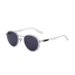 Minimalist Double Layer Silver Transparent Thin Round Solid Black Polarized Sunglasses Unisex