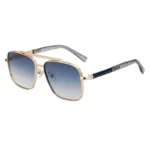 Minimalist Textured Gold Double Beam Wide Square Gradient Purple Pilot Sunglasses