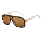 Minimalist Matte Thick Double Beam Wide Square Solid Black Polarized Sunglasses Unisex