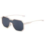 Minimalist Integrated Thin Silver Metal Single Beam Polygon Silver Mirror Pilot Sunglasses Unisex