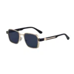 Minimalist Arrow Trim Half Metal Thin Frame Gradient Gray Small Square Sunglasses Unisex