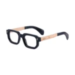 Minimalist Thick Square Silver Spliced Clear Blue Light Block Glasses Unisex