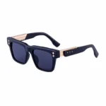 Minimalist thick square rivet gold-plated gradient blue sunglasses, suitable for both men and women