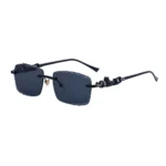 Minimalist Rimless Leopard Chain Purple Gradient Square Sunglasses Unisex