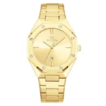 Octagon Screw Single Date Men Steel Band Watch Minimalist Business Waterproof Quartz Wristwatch