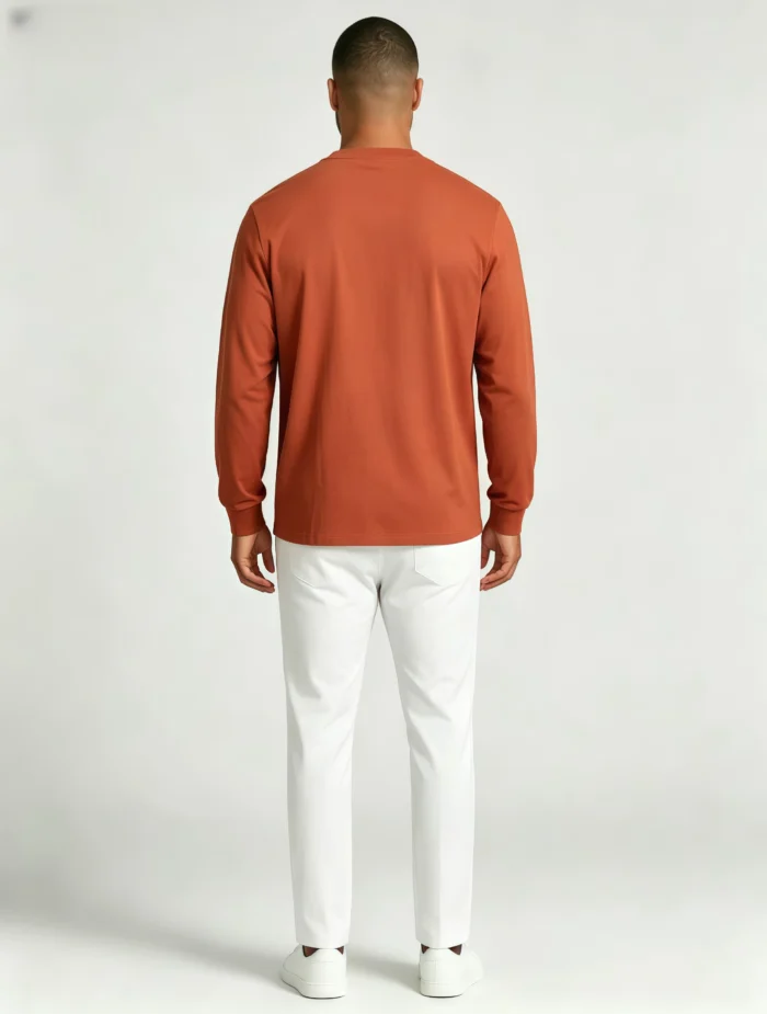 Men’s Minimalist Casual Crew Neck Long Sleeve Top - Image 4