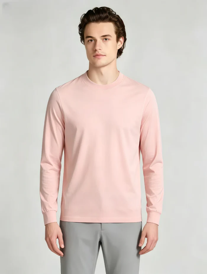 Men’s Minimalist Casual Crew Neck Long Sleeve Top - Image 3