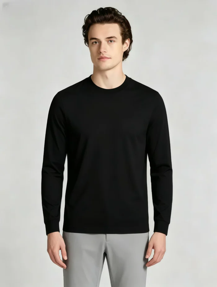 Men’s Minimalist Casual Crew Neck Long Sleeve Top - Image 7