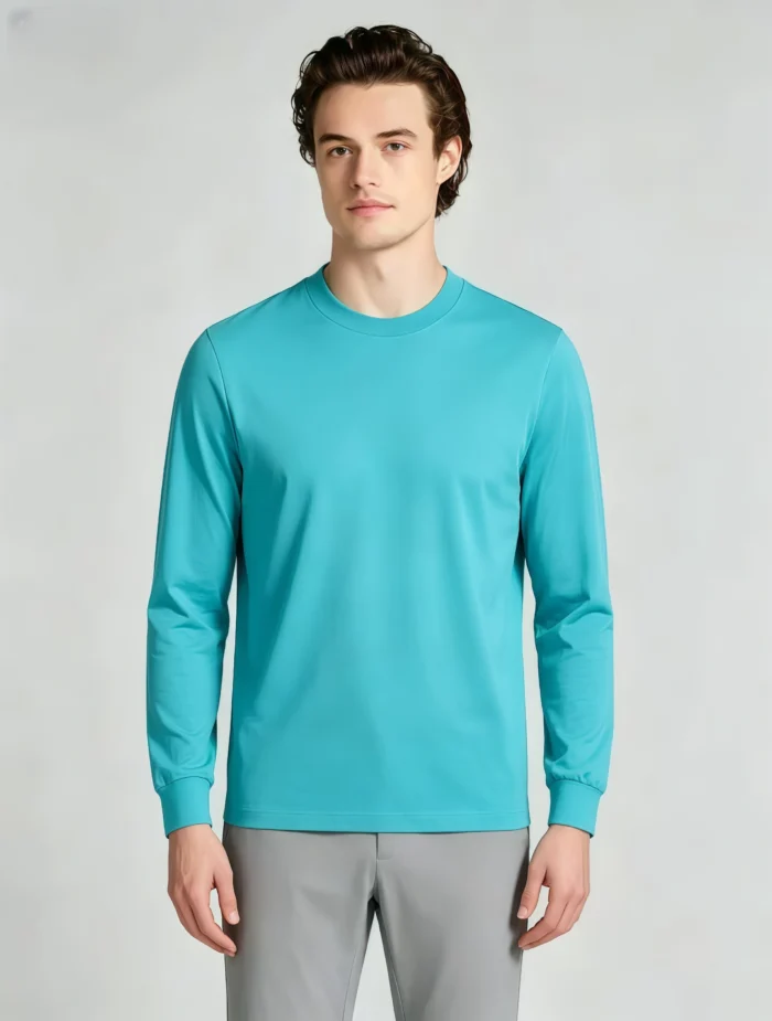 Men’s Minimalist Casual Crew Neck Long Sleeve Top - Image 9