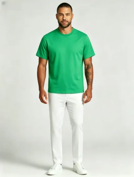 Men's Classic Crew Neck Heavyweight Cotton Blank Plain Short Sleeve Basic T-Shirt