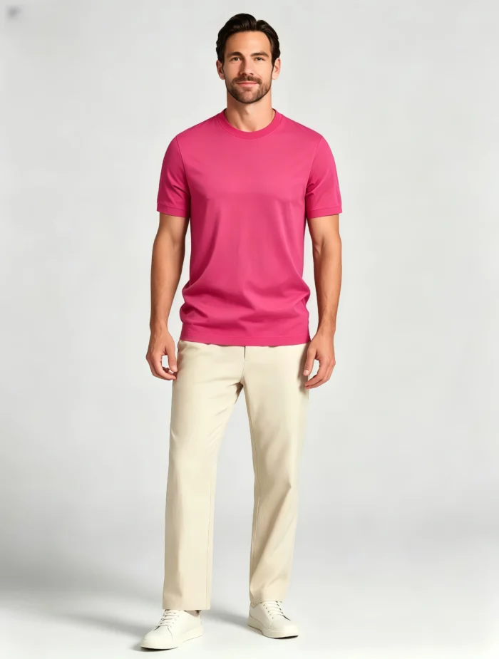 Men's Soft Heavy Cotton Crew Neck Short Sleeve Multi Occasion Versatile Basic Tee - Image 2