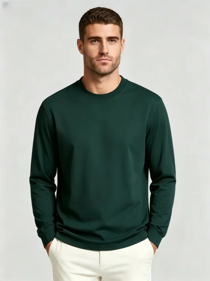 Men's Basic Crew Neck Long Sleeve Casual T-Shirt - Image 7
