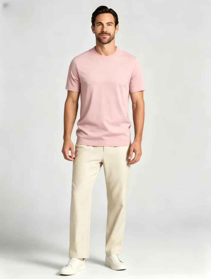 Men's Soft Heavy Cotton Crew Neck Short Sleeve Multi Occasion Versatile Basic Tee - Image 4