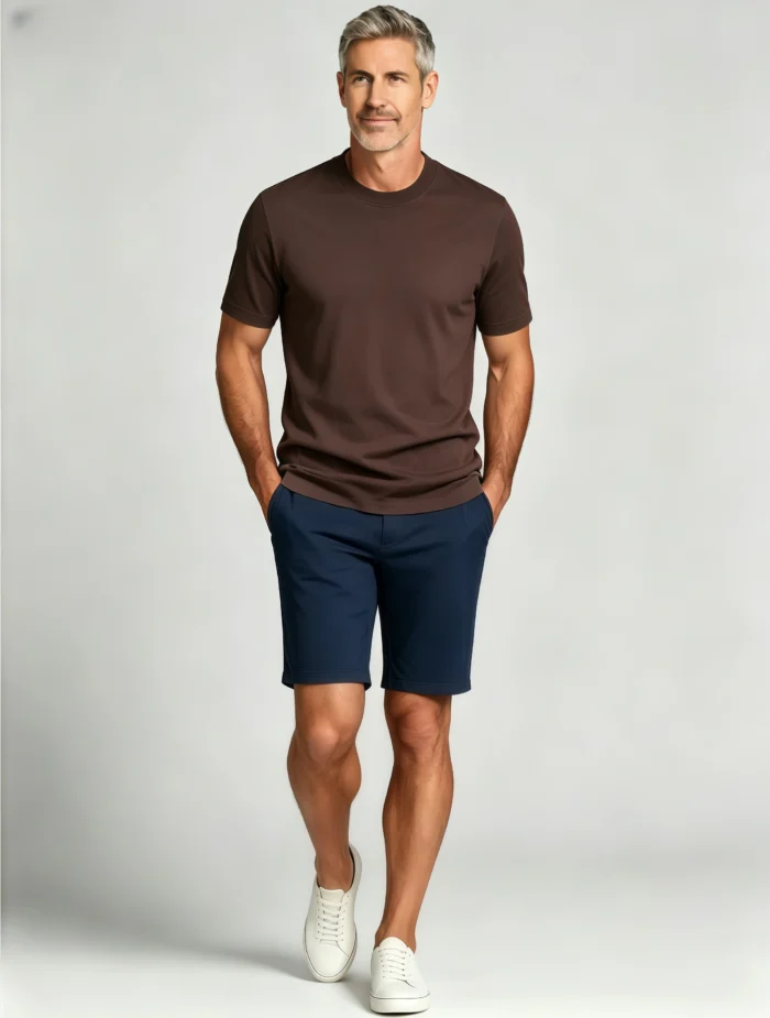 Men's Soft Heavy Cotton Crew Neck Short Sleeve Multi Occasion Versatile Basic Tee - Image 6