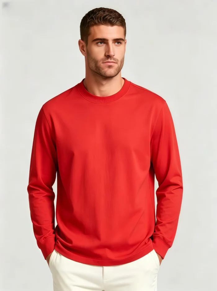 Men's Basic Crew Neck Long Sleeve Casual T-Shirt - Image 3