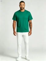 Men's Soft Heavy Cotton Crew Neck Short Sleeve Multi Occasion Versatile Basic Tee - Image 10