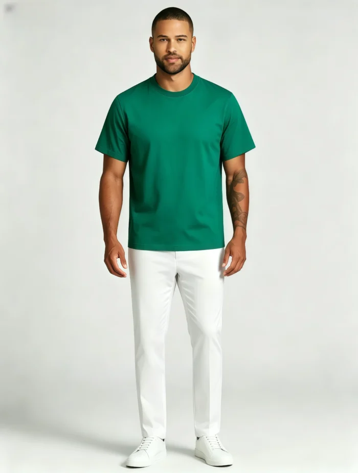 Men's Soft Heavy Cotton Crew Neck Short Sleeve Multi Occasion Versatile Basic Tee - Image 10