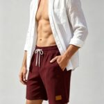 Men's Soft Vertical Rib Knit Drawstring Shorts Multi Occasion Travel Light Lounge Shorts