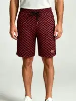 Men's Soft Chevron Pattern Drawstring Shorts Multi Occasion Travel Light Lounge Shorts