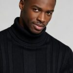 Men's High Stretch Vertical Rib Turtleneck Knit Sweater Multi Occasion Windproof Daily Travel Warm Base Layer Top