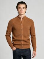 Men's Full Vertical Ribbed Henley Collar Long Sleeve Knit Sweater Soft Slim Fit Fall Winter Casual Layering Pullover