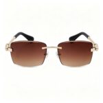 Minimalist Rimless Leopard Twist Gold Brown Gradient Square Sunglasses Unisex